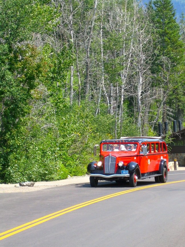 Restored Jammer in Glacier National Park