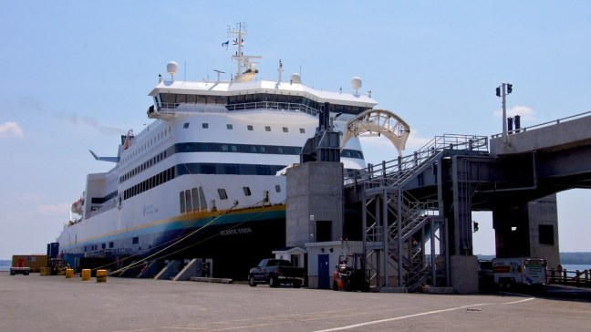 Boarding MV Atlantic Vision to Newfoundland