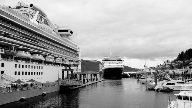 Enormous cruise ships in Ketchikan