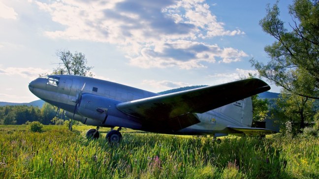 Curtis-Wright C-46 Commando outside Glenn H. Curtiss Aviation Museum